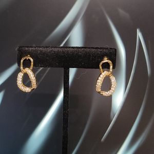 NWT Gold & Crystal Double Circle Drop earrings